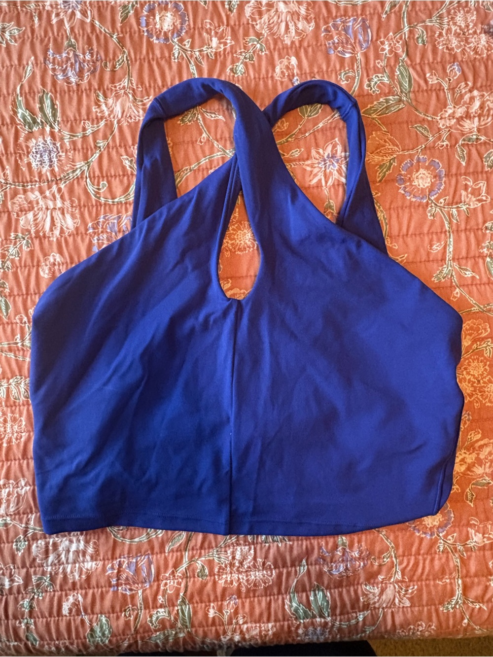 OFFLINE By Aerie Criss Cross High Neck Sports Bra - Royal Blue - Picture 1 of 5